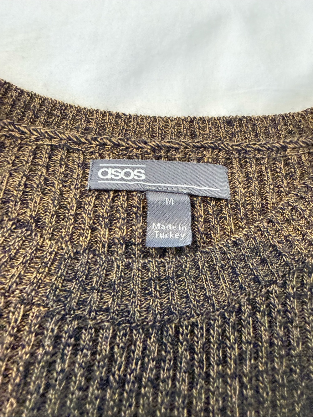 ASOS Brown Ribbed Crewneck Sweater - Picture 2 of 2